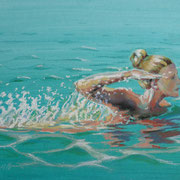 Schwimmen, Pastell, 29 x 39 cm