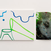 2023-16 PALE BLUE DOT  40 x 79 cm  Oliestick op doek, digital print