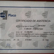 Certificaciòn PLACO Argentina 1999 -