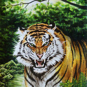 A 9: Guardian Of The Valley (Panthera tigris). 2018 (überarbeitet), Aquarell 30 x 40 cm.