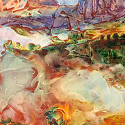 Fire Mountains - acrylic inks on canvas - encres acryliques sur toile 40 x 30 cm - 2005
