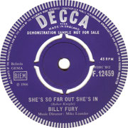 'Give Me Your Word'/'She's So Far Out She's In' Billy Fury Decca F 12459