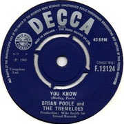 'After a While'/'You Know' Brian Poole and the Tremeloes Decca F 121241965