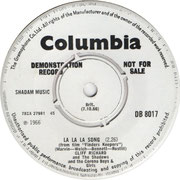 'Time Drags'/'La La La Song' Columbia DB 8017 side B