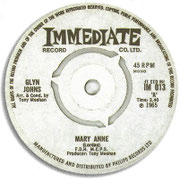 Mary Anne/Like Grains of Yellow Sands Immediate IM 013 1965