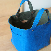 『soft cube bag』　blue/olive-drab