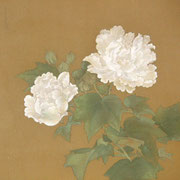 紅白芙蓉図　李迪筆(南宋)　　絹本着色模写　白芙蓉図　2004年制作