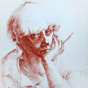 Selbstportrait Heike Lichtenberg  1978 - Feder und Tusche auf Papier, 42x59 cm