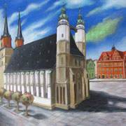 Marktkiche Halle 2015 - Pastell auf Papier, 50x65cm