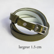 ceinture, femme, cuir, fine, vert bronze, France
