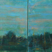 Michael F. Wyss, Geheinisvollle Landschaft, Acryl, 2 x60cmx60cm, 2019