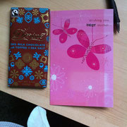 Muttertagskarte und Schokolade an meine Gastmutter