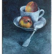 Dämmerlicht Aprikosenkaffee 2017  (Öl auf Leinwand 24x18)