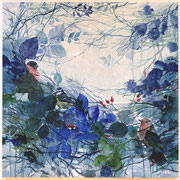 "Hundsrosenmorgen". Aquarell, Eitempera und Öl auf Leinwand. 80 x 80 cm.2023 (verkauft) 