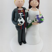 Tortenfigur Brautpaar Fußballer