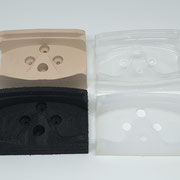 posage multi matériaux mousse plastazote, résine, silicone, pvc thermoformé pour lunette avec affichage intérieur