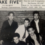 TAKE FIVE vlnr: Ruud Koeasie - Achmed Albar - Adrie Voorheijen - Ruud Wenzel - Rob Joling