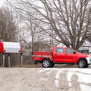 Toyota Hilux Pickup mit Ladeflächenumbau, Absetzbox für Feuerwehr, Rettungsdienst und Katastrophenschutz