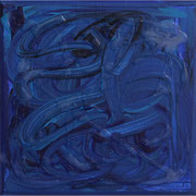 #64, Blue Mystery III, Mischtechnik auf Leinwand, 15 x 15