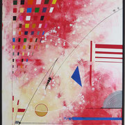 Composition géométrique abstraite aux formes colorées inspiration Kandinsky, Miró
