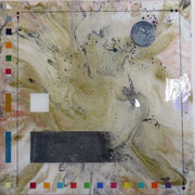Composition géométrique abstraite aux formes colorées inspiration Kandinsky, Miró