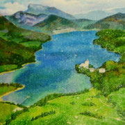 Fuschlsee, Acryl auf Holzfaserplatte, 50x80