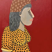 FEMME AU CHAPEAU 2022 Acryl auf Leinwand  46 x 33 cm