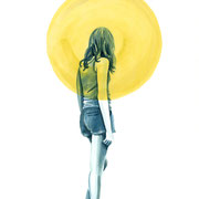 Moongirl 11 2019 Tuschezeichnung auf Papier, gerahmt 29,7 x 21 cm