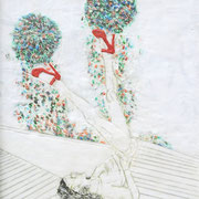 Spieltrieb 7, 2013, Paraffin und Öl auf Nessel,  38 x 28 cm