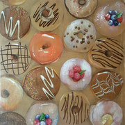 Donuts, 2016, Mischtechnik auf Leinwand, 43 x 43 cm