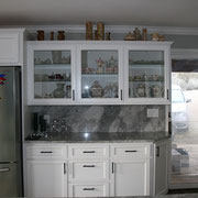 Clean white kitchen. Plumbing fixtures and pulls provided by Kegg's Kreations.