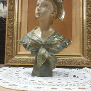 ancien buste femme en terre cuite