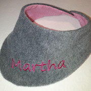 WHT Graues Fleece mit rosa Baumwollstoff