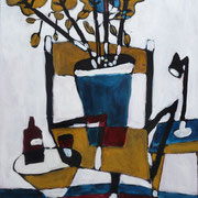 Nature morte à la chaise de bureau, 2017, acrylique sur toile, 38 x 56 cm.