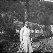 1929. Lina grandmother. On the background: the hydro-electric power station of Campovico (SO).