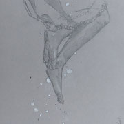pieds perdus (étude #2) - dessin sur papier gris  - 20cm x 30cm