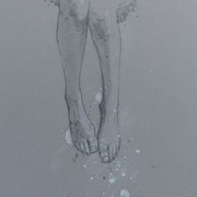 pieds perdus (étude #3) - dessin sur papier gris  - 20cm x 30cm