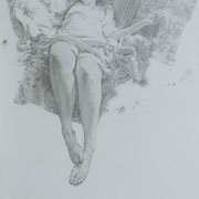 désenchantée - graphite sur papier marouflé - 100cm x 150cm