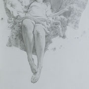 désenchantée - graphite sur papier marouflé - 100cm x 150cm
