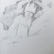 endormie #1 - dessin sur papier - 100cm x 70cm