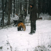 Treibjagd 2000 mit Yommi vom Donaueck und erlegten Fuchs