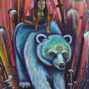 "Bear Princess", Spraypaint and Acrylic on Canvas, 2015. 