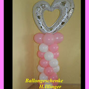 Säule 1,80m mit großem Folienballon Herz     -    Preis: 32,50 €