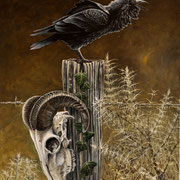 "La Corneille et le Crâne"   acrylique sur toile    60x50