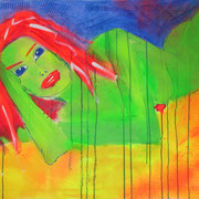 GRÜNDIE FRONTAL  Mischtechnik auf Leinwand  70x100 cm  1999