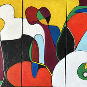 Dialog der Farben   ...   Tryptichon  ...   Acryl und Tuschen auf Leinwand   ...   3 x 30 x 60 cm