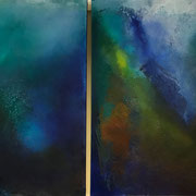 Sphären 1 und 2   ...   Acryl und Tusche auf Leinwand   ...   70 bzw. 80 x 100 cm
