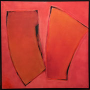 Orange und abstrakt   ...   Acryl, Pastellkreide und Tusche auf Leinwand    ...   100 x 100 cm