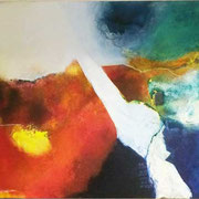 Farbenspiel - Auftragsarbeit   ...   Acryl, Tusche und Collage auf Leinwand   ...   200 x 100 cm