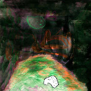 Music in a Box (Hilltop), Mixed Media on paper, 30 x 30 cm